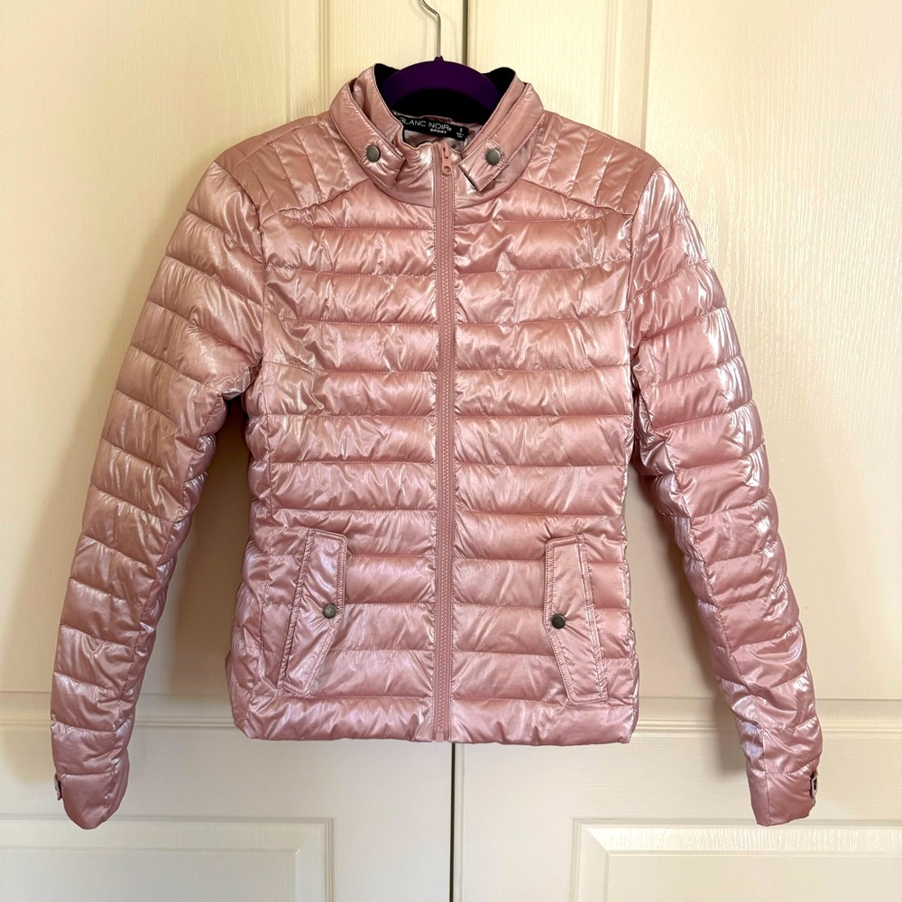 Blanc Noir Metallic Soft Pink Moto Puffer